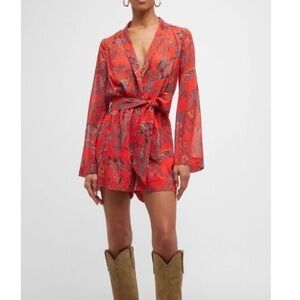 L'AGENCE Arabell Paisley long sleeve romper 2